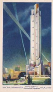 Illinois Chicago World's Fair 1933 Havoline Thermometer World's Lar...