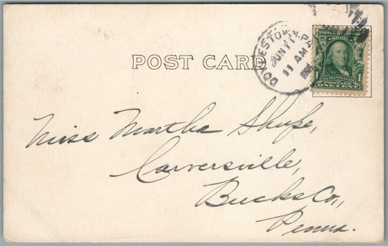 DOYLESTOWN PA WILLOW GROVE TROLLEY 1906 ANTIQUE POSTCARD