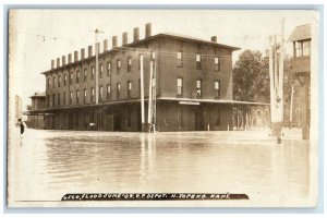 1908 Flood UP Depot N. Topeka Kansas KS RPPC Photo Posted Antique Postcard