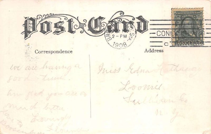 Coney Island New York Greetings Red Lantern Vintage Postcard AA102488