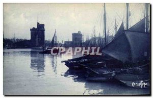 Old Postcard La Rochelle The Way out of the harbor boats