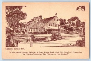 Stamford Connecticut Postcard Chimney Corner Inn Merritt Parkway c1940 Vintage
