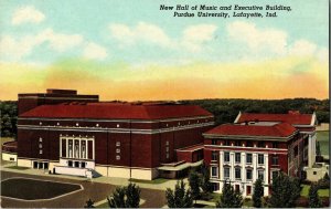 Hall Music Executive Building Purdue University Lafayette Indiana Vtg Postcard 