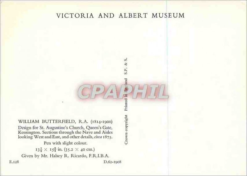 Modern Postcard Victoria and Albert Museum William Butterfield R A (1814 1900)