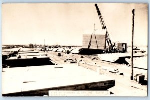 Fort Peck Montana MT Postcard RPPC Photo Turning Portons At The Ship Yards