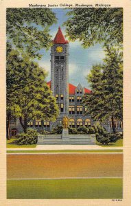 Muskegon Junior College Muskegon Michigan linen postcard