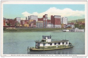 WHEELING, West Virginia; Water Front and Business Section from the Isalnd, Oh...