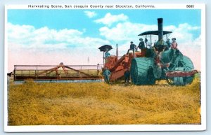 STOCKTON, CA California ~ Farming ~ HARVESTING SCENE San Joaquin County Postcard