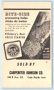 Advertising CARPENTER JOHNSON Cedar Rapids IA ~ PILLSBURY CHICK STARTER Postcard