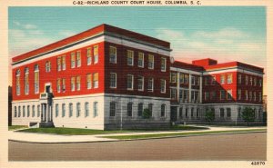 Vintage Postcard Richard County Court House Legal Office Columbia South Carolina