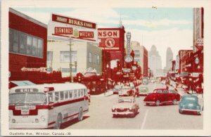 Ouellette Avenue Windsor Ontario ON Birds Sign Erie Bus Unused PECO Postcard H42