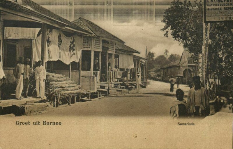 indonesia, BORNEO SAMARINDA, Street Scene (1899) Postcard