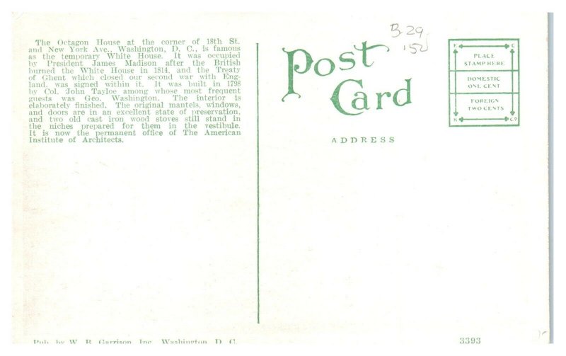 Octagon House, Washington, DC Postcard *5N(3)31