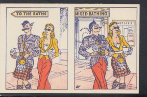 Comic Postcard - Saucy / Couple / Baths / Bathing / Scottish / Scotland   X130