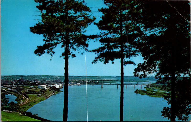 St Josephs Convent Mount Carmel view Mississippi River Dubuque IA vtg postcard