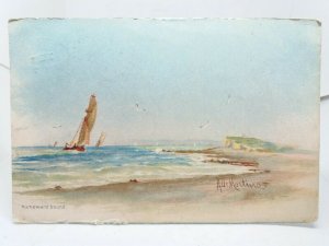 Sailing Boats on the Sea Homeward Bound Antique Art Postcard 1905 R De Martino