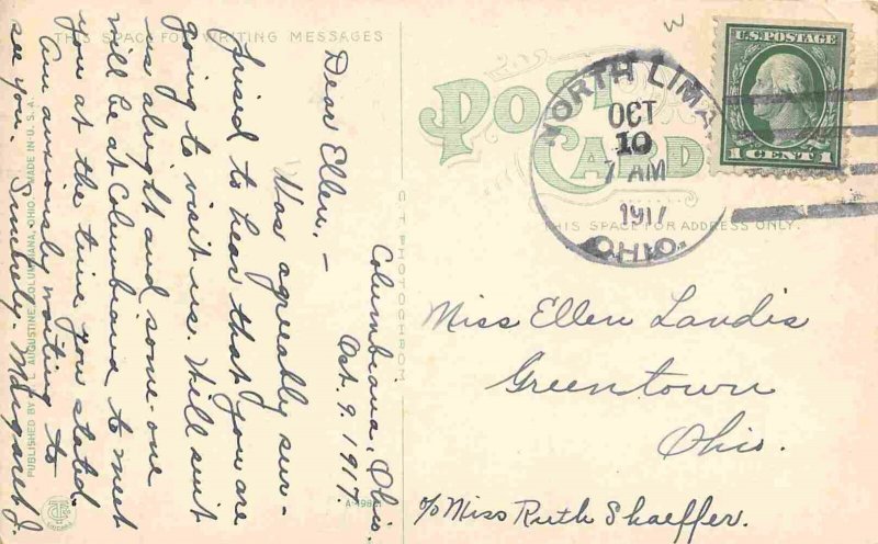 Main Street Looking North Columbiana Ohio 1917 postcard