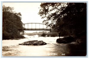 c1950's Waterfall & Bridge Danielson Connecticut CT RPPC Photo Postcard 