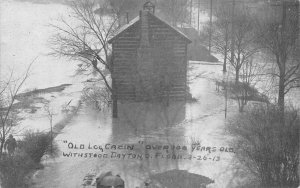 Old Log Cabin Dayton, Ohio Flood 1913 Haenlein Bros Antique Postcard