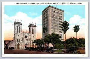 San Antonio TX~Plaza Park~San Fernando Cathedral~Rose Window~Frost Bldg~1920s PC