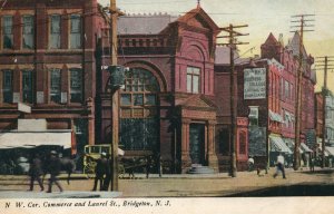 BRIDGETON NJ COMMERCE & LAUREL STREET ANTIQUE POSTCARD