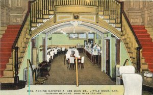 Postcard Arkansas Little Rock Mrs. Adkins Cafeteria 1941 occupation 23-10644