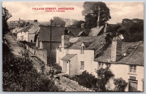 Postcard Boscastle England Village Street Stone Houses Trees 1910s View