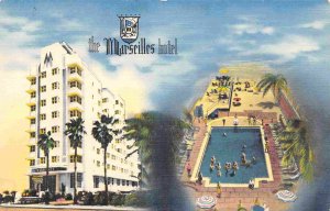 Marseilles Hotel Miami Beach Florida linen postcard