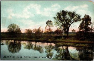 Scene on Blue River, Shelbyville IN Vintage Postcard V38