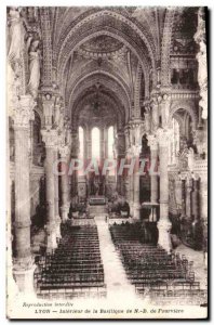 Old Postcard Lyon Interior of the Basilica of Our Lady of Fourviere