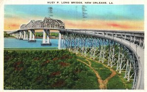 Vintage Postcard 1936 Huey P. Long Bridge New Orleans Louisiana LA