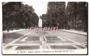 Postcard Old Lille Jussieu Square and Monument Marechal Foch