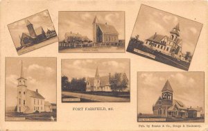 Fort Fairfield Maine Churches Of Town, Tuck Published, Vintage Postcard U13995