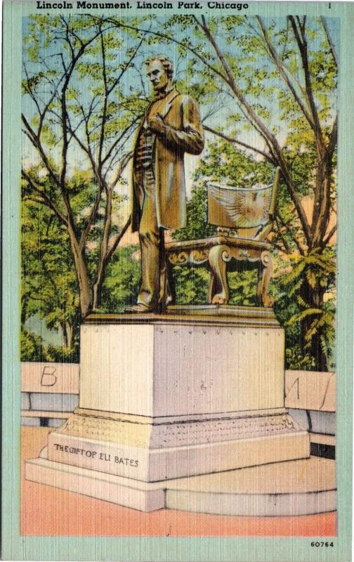 postcard IL - Lincoln Monument, Lincoln Park, Chicago