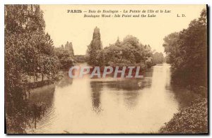 Postcard Old Paris Bois de Boulogne La Pointe Island and Lake