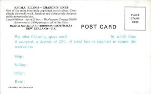 R.H.M.S. Ellinis, Chandris Lines    Sales  Booking card