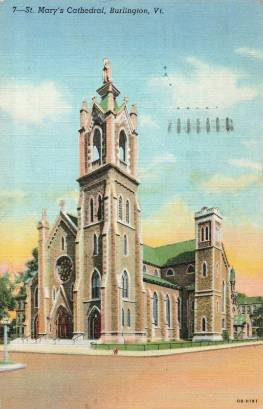 Postcard St Mary's Cathedral Burlington Vermont