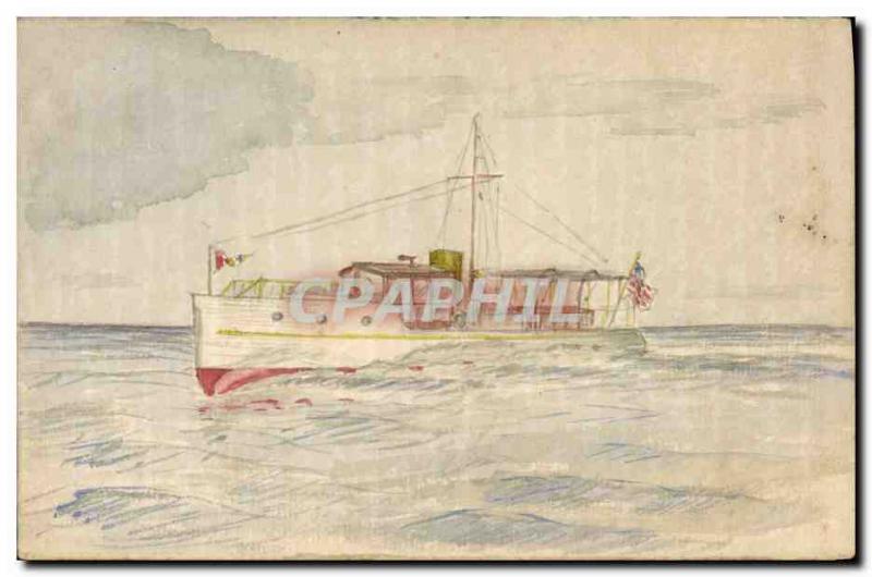 Old Postcard Boat (drawing hand)