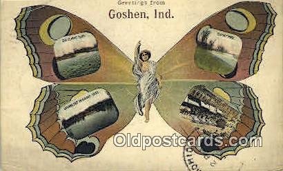 Greetings from Goshen Indiana, USA Horse 1912 crease left top corner, postal ...