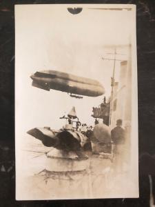 Mint New RPPC English Zeppelin in flight Over A Ship postcard real picture RPPC