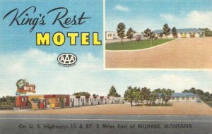BILLINGS, MT Montana   KING'S REST MOTEL   Roadside  c1950's Linen Postcard