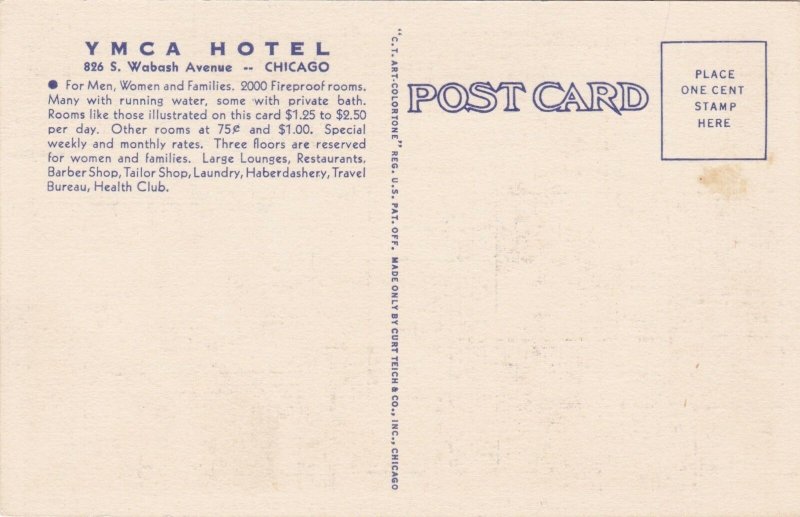 Illinois Chicago Y M C A Hotel Guest Rooms Curteich sk3591