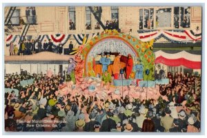 1946 Float In Mardi Gras Parade Crowded New Orleans Louisiana LA Posted Postcard