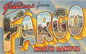 G49/ Fargo North Dakota Postcard Linen Large Letter Greeting Teich