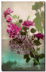 Old Postcard Fantasy Flowers Birthday