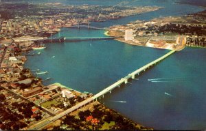 Florida Jacksonville Downtown Aerial View Showing Four Bridges Across The St ...