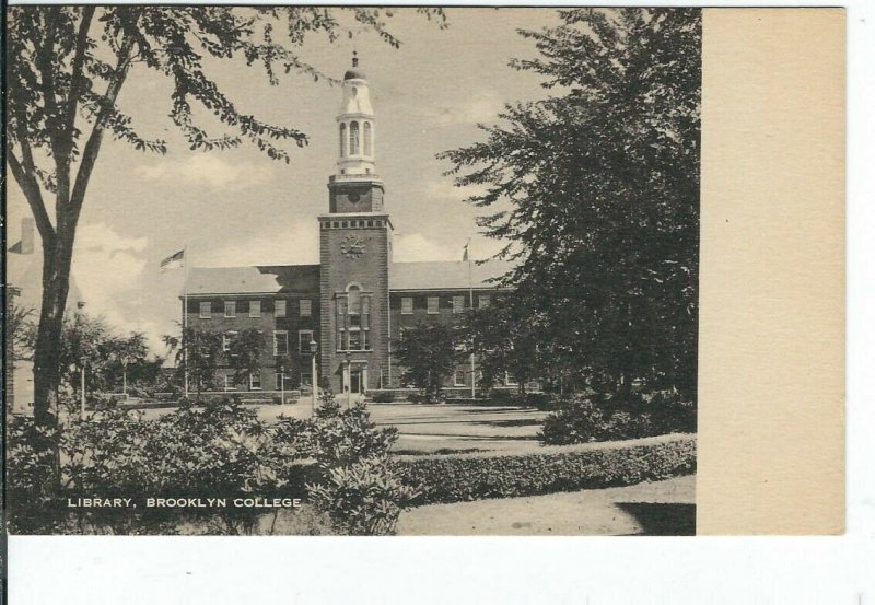 CI-048 NY New York City Library Brooklyn College Divided Back Postcard