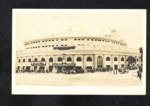 RPPC AIMEE SEMPER MCPHERSON STADIUM THEATRE OLD CARS REAL PHOTO POSTCARD