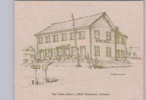 The Globe Hotel, Rosemont, Ontario, Linen Art Postcard by Dorothy Clark McClure