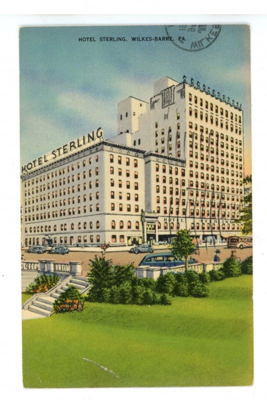 PA - Wilkes-Barre. Hotel Sterling ca 1940  (crease)